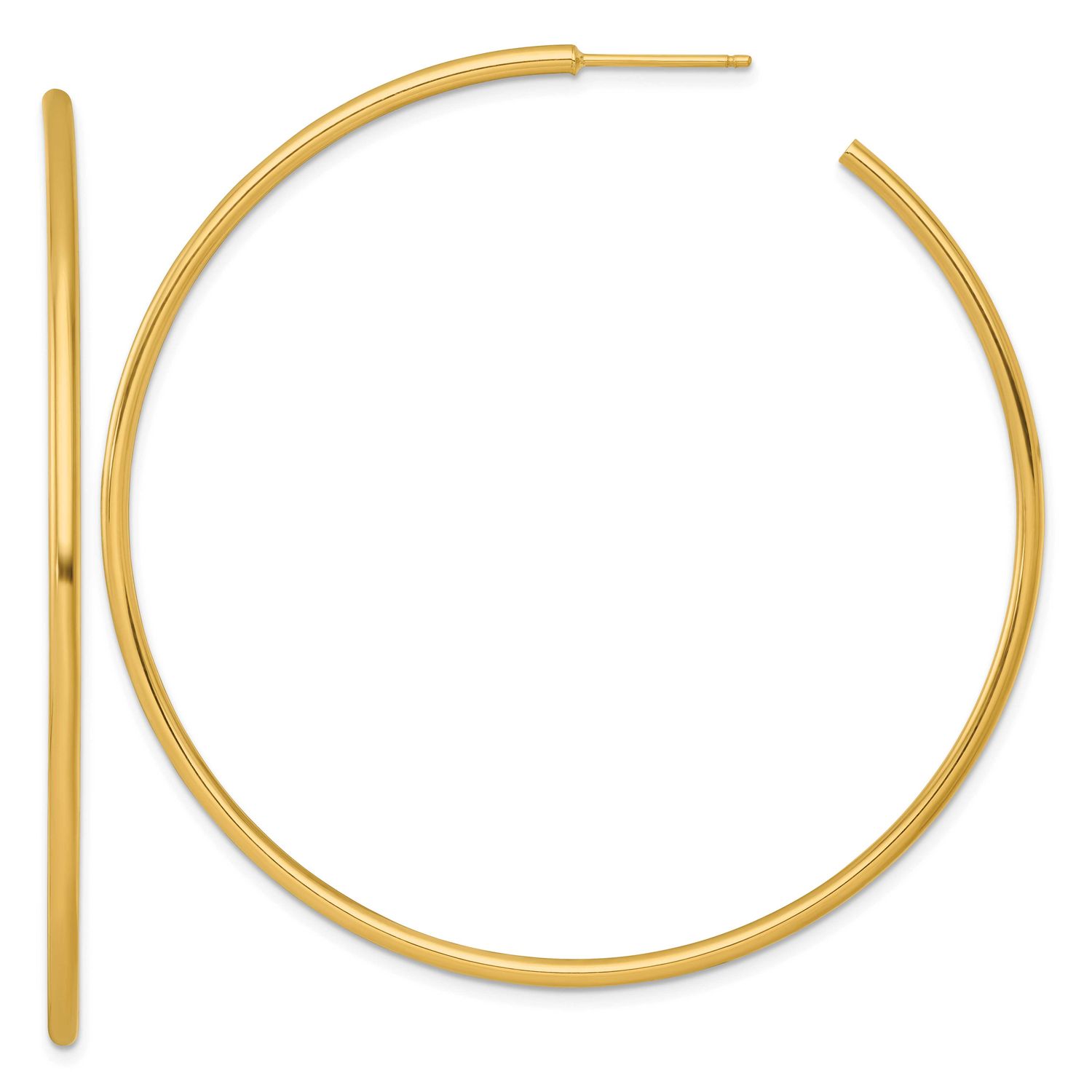 2.0 x 65mm Polished Post Hoop Earrings 14k Gold, MPN: TF2512, UPC: