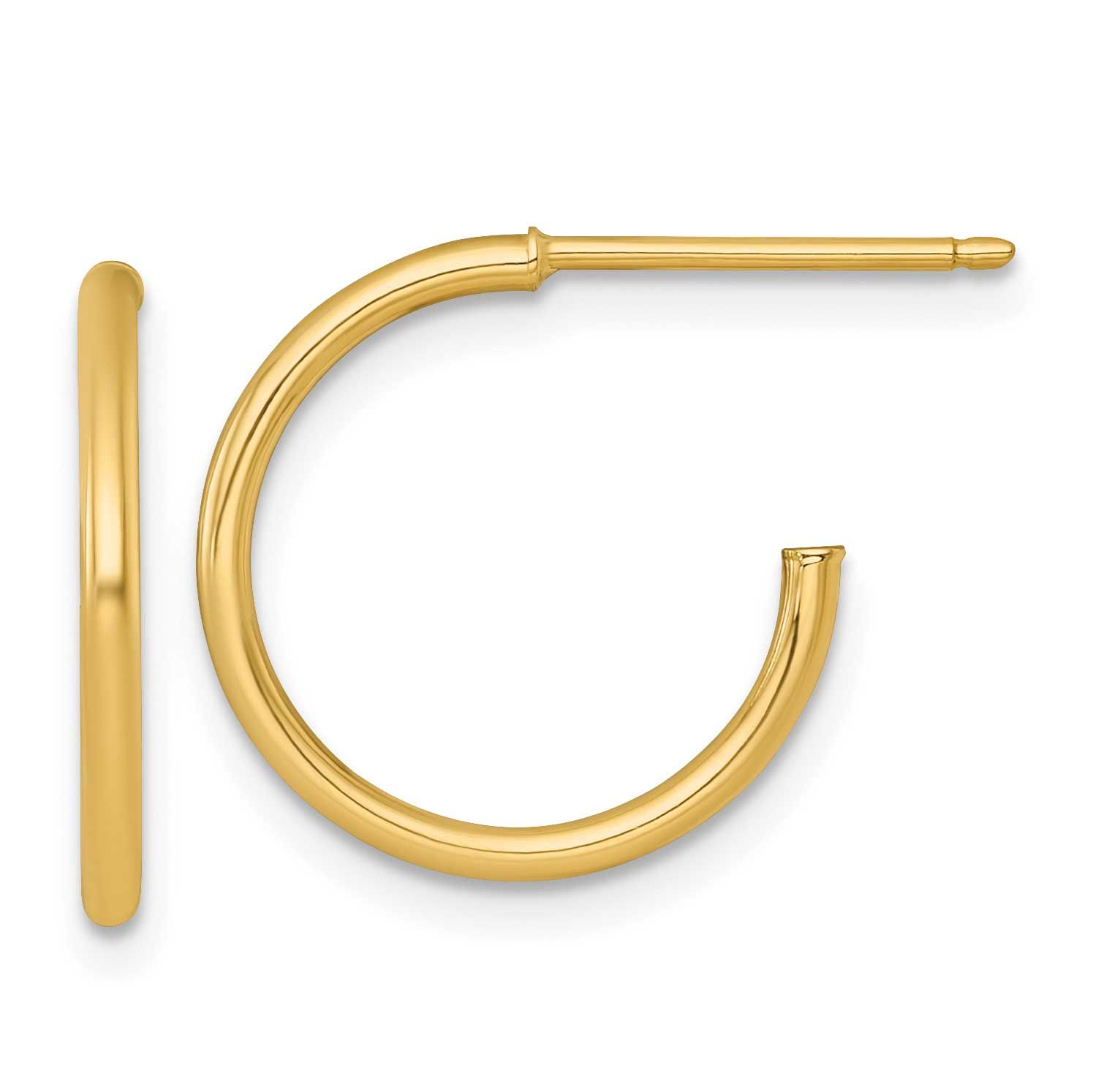 1.5 x 16mm Polished Post Hoop Earrings 14k Gold, MPN: TF2493, UPC: