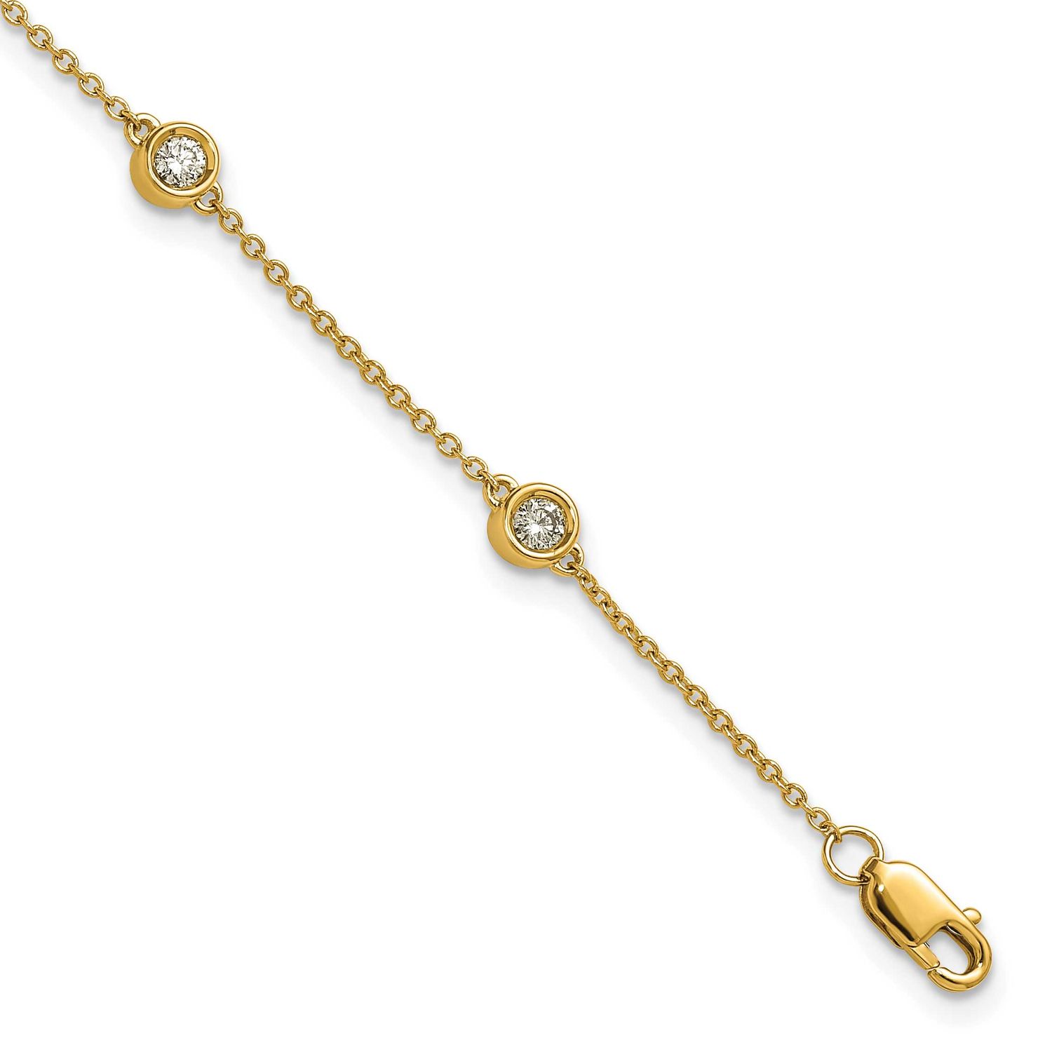 Diamond Station Cable Bracelet 14k Gold, MPN: PM1016-035-YA-7, UPC: