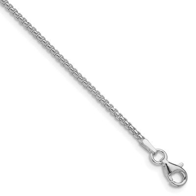 1.75mm Round Box Chain 20 Inch Sterling Silver Rhodium-Plated, MPN: QHX035R-20, UPC: