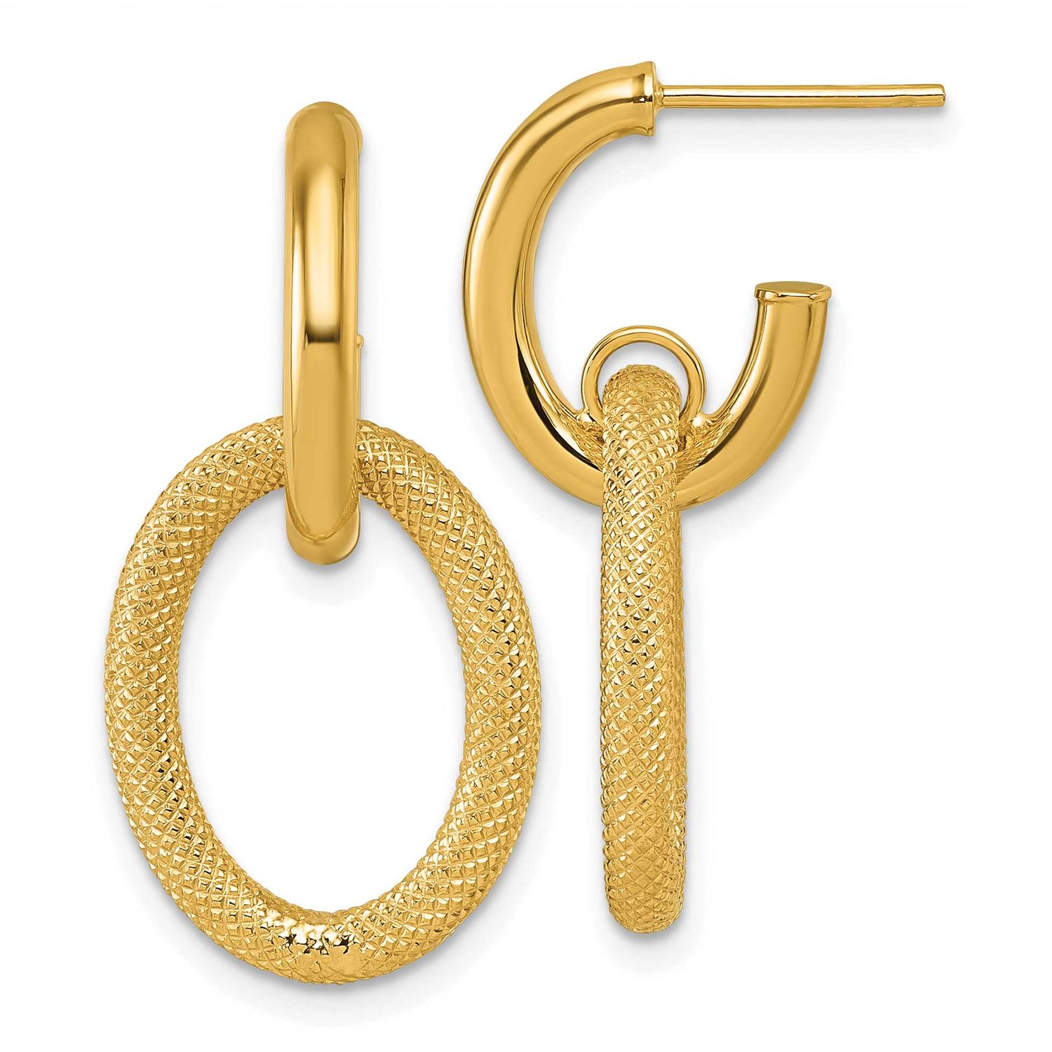 Textured Post Dangle Earrings 14k Gold Polished, MPN: TF2574, UPC: