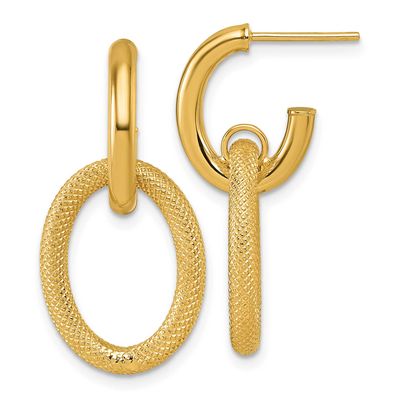 Textured Post Dangle Earrings 14k Gold Polished, MPN: TF2574, UPC: