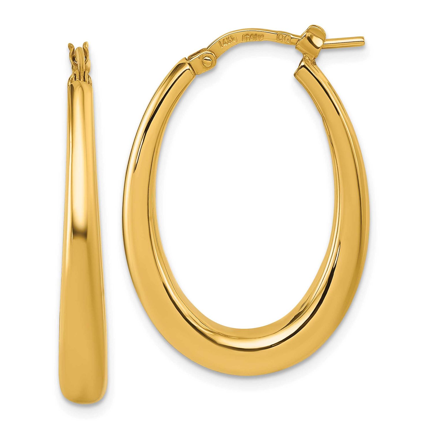Oval Hoop Earrings 14k Gold Polished, MPN: TF2465, UPC: