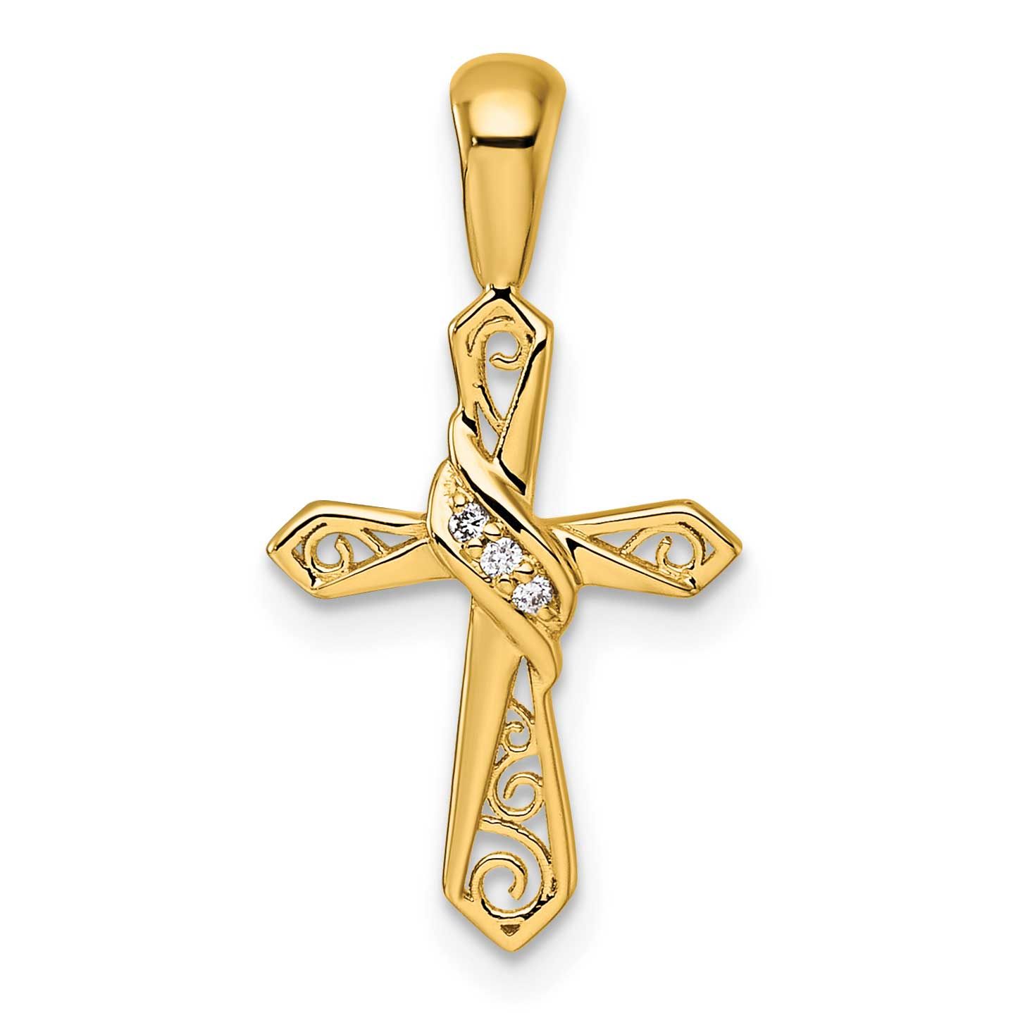 Diamond Cross Pendant 14k Gold, MPN: PM5108-002-YA, UPC: