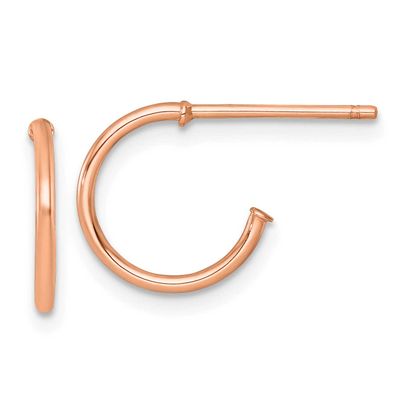 1.2 x 12mm Polished Post Hoop Earrings 14k Rose Gold, MPN: TF2480R, UPC: