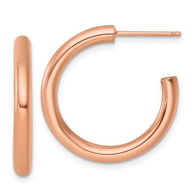 3.0 x 25mm Polished Post Hoop Earrings 14k Rose Gold, MPN: TF2530R, UPC: