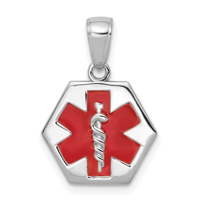 Textured Back Enameled Medical Disk Pendant 14k White Gold, MPN: XM522W, UPC: 196904345641