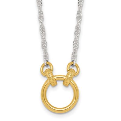 Textured Circle Link Necklace Sterling Silver Gold-Tone Polished, MPN: QG7075GP-16, UPC: