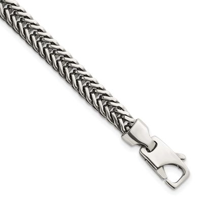 Polished Wheat 6mm 8 Inch Bracelet Sterling Silver Antiqued, MPN: QG6778-8, UPC: