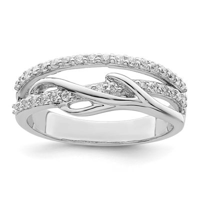 CZ Twist Ring Sterling Silver Rhodium-Plated, MPN: QR7285, UPC:
