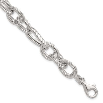 Textured 8 Inch Twisted Fancy Link Bracelet Sterling Silver Polished, MPN: QG6818-8, UPC: