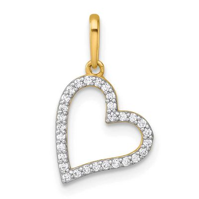 CZ Open Heart Pendant 14k Gold Polished, MPN: YC1604, UPC: