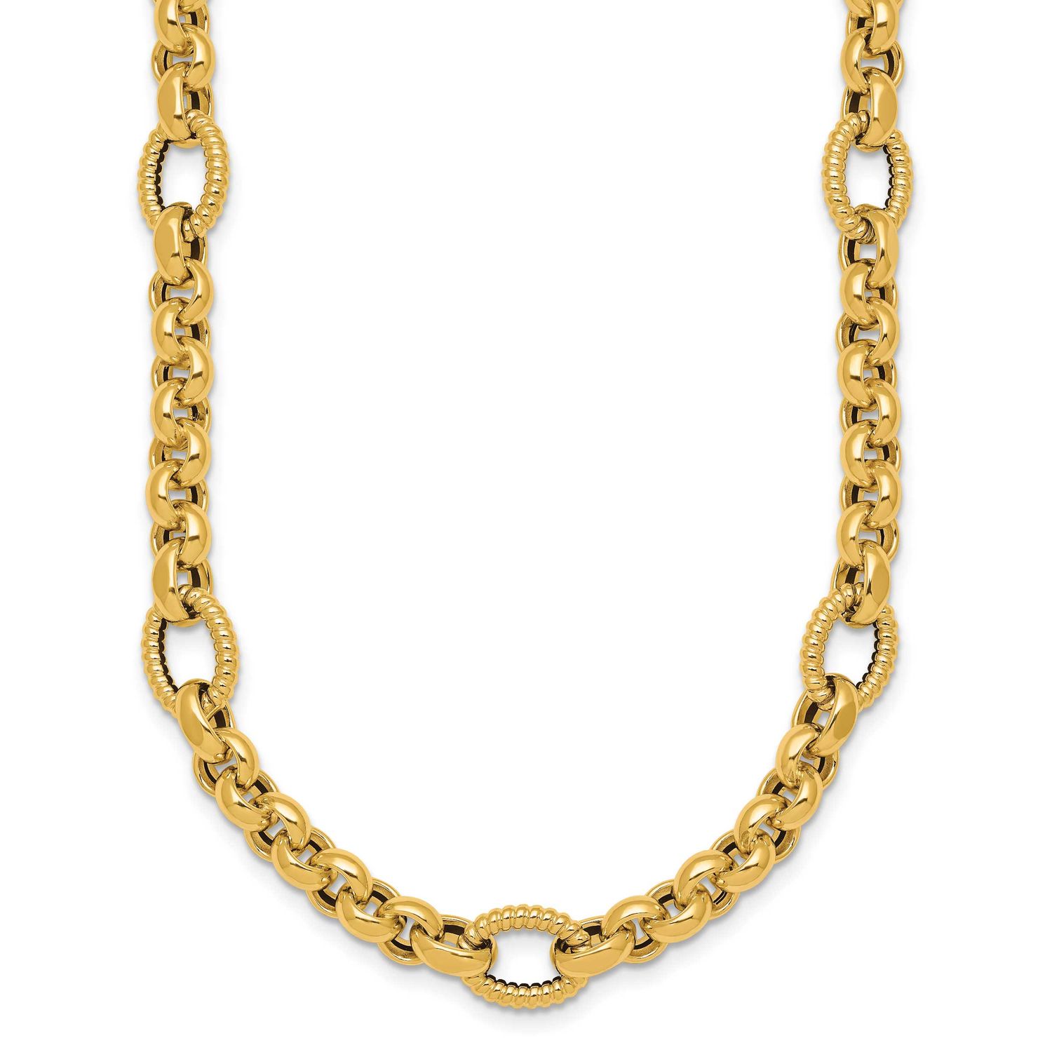 Textured Fancy Link 18 Inch Necklace 14k Gold Polished, MPN: SF3267-18, UPC: