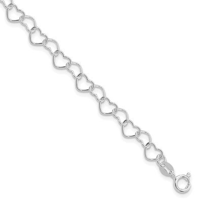 7Inch Polished Fancy Heart Link Bracelet Sterling Silver Rhodium-Plated, MPN: QH320R-7, UPC: