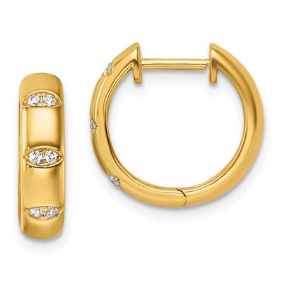 Diamond Fancy Huggie Hoop Earrings 14k Gold Polished, MPN: EM10800-013-YAA, UPC: