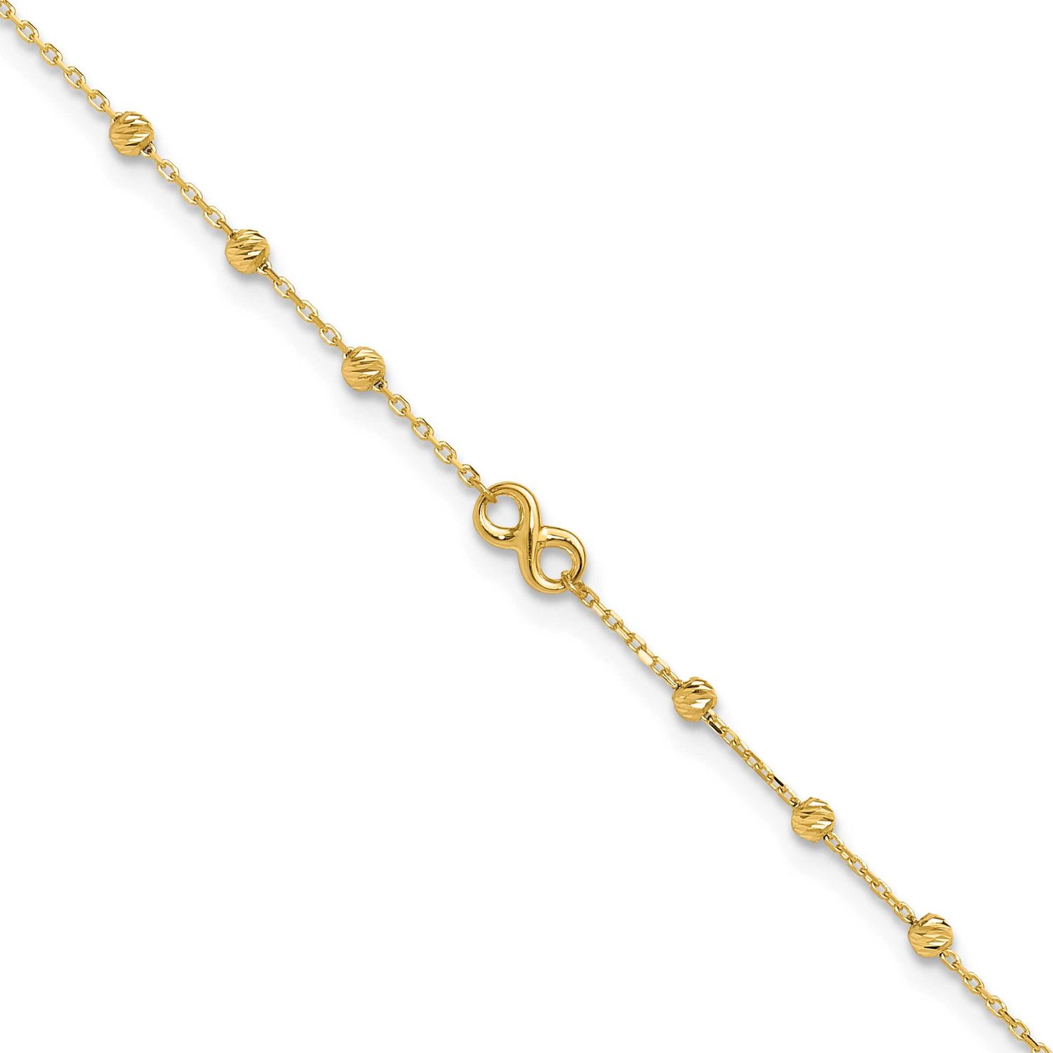 Infinity Symbol 10 Inch Plus 1 Inch Extender Anklet 10k Gold, MPN: 10ANK296-10, UPC: