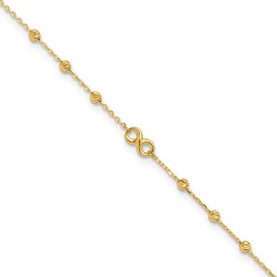 Infinity Symbol 10 Inch Plus 1 Inch Extender Anklet 10k Gold, MPN: 10ANK296-10, UPC: