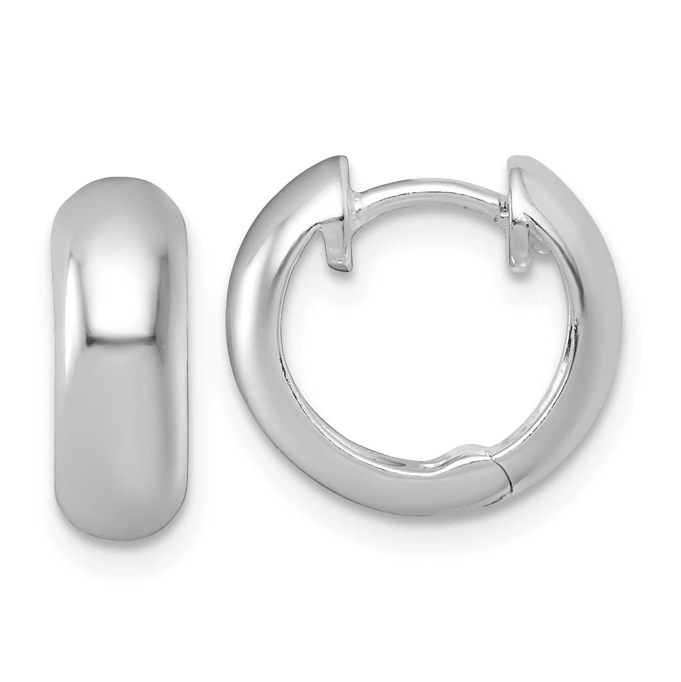 5mm Hinged Round Hoop Earrings Sterling Silver Rhodium-Plated Polished, MPN: QE17943, UPC: