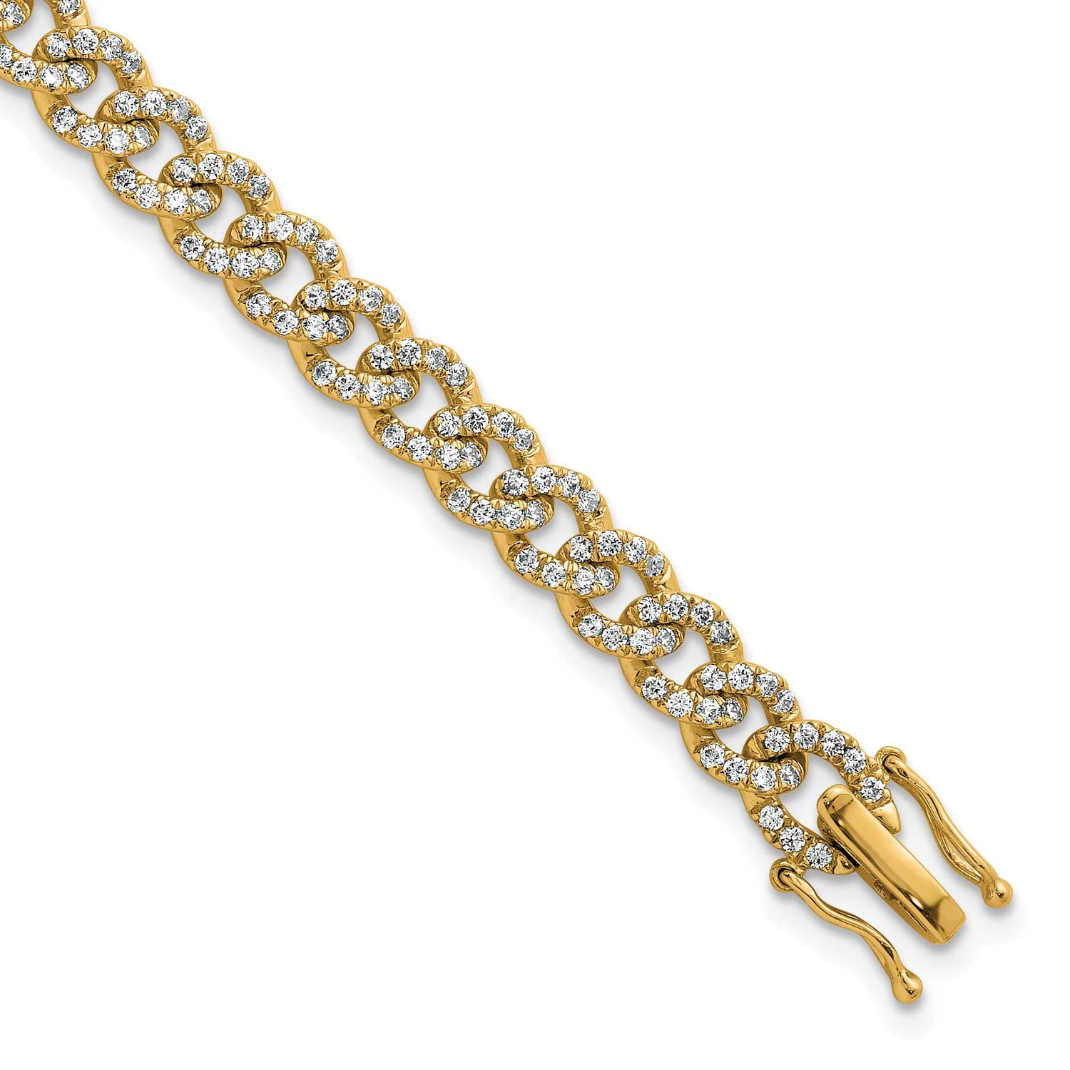 Diamond Fancy Curb Bracelet 14k Gold Polished, MPN: BM10331-275-YAA, UPC: