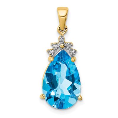 Blue Topaz &amp; Diamond Pendant 14k Gold, MPN: XP2823BT/A, UPC: 883957420929