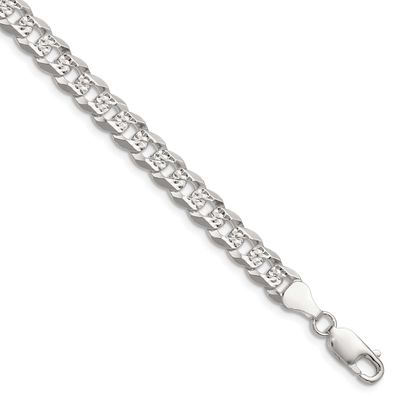 6.75mm Flat Diamond-cut Pave Curb Chain 7 Inch Sterling Silver, MPN: QPCB160-7, UPC:
