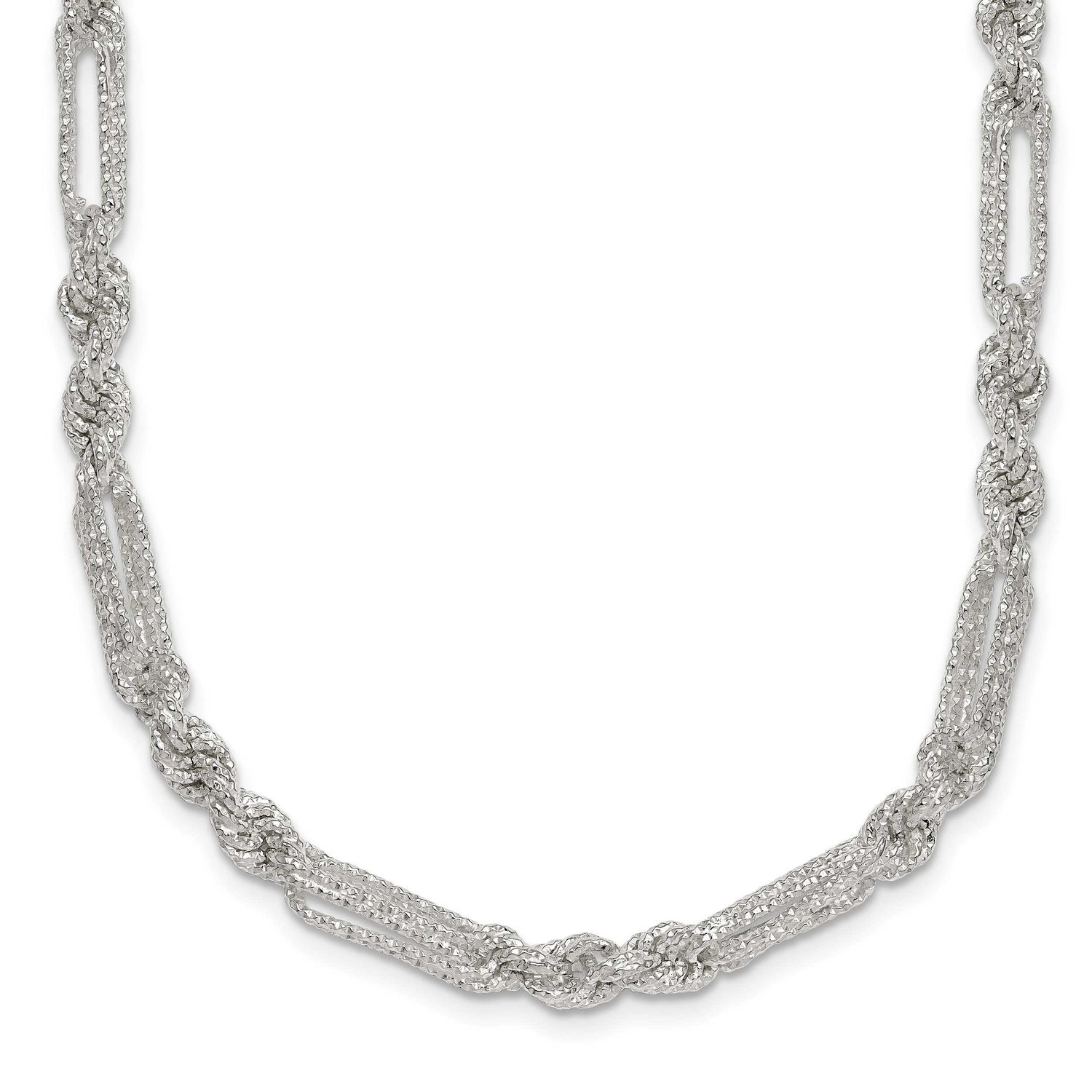 Textured 4.5mm Figaro Rope 18 Inch Necklace Sterling Silver Polished, MPN: QG6926-18, UPC: