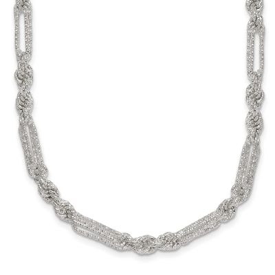 Textured 4.5mm Figaro Rope 18 Inch Necklace Sterling Silver Polished, MPN: QG6926-18, UPC: