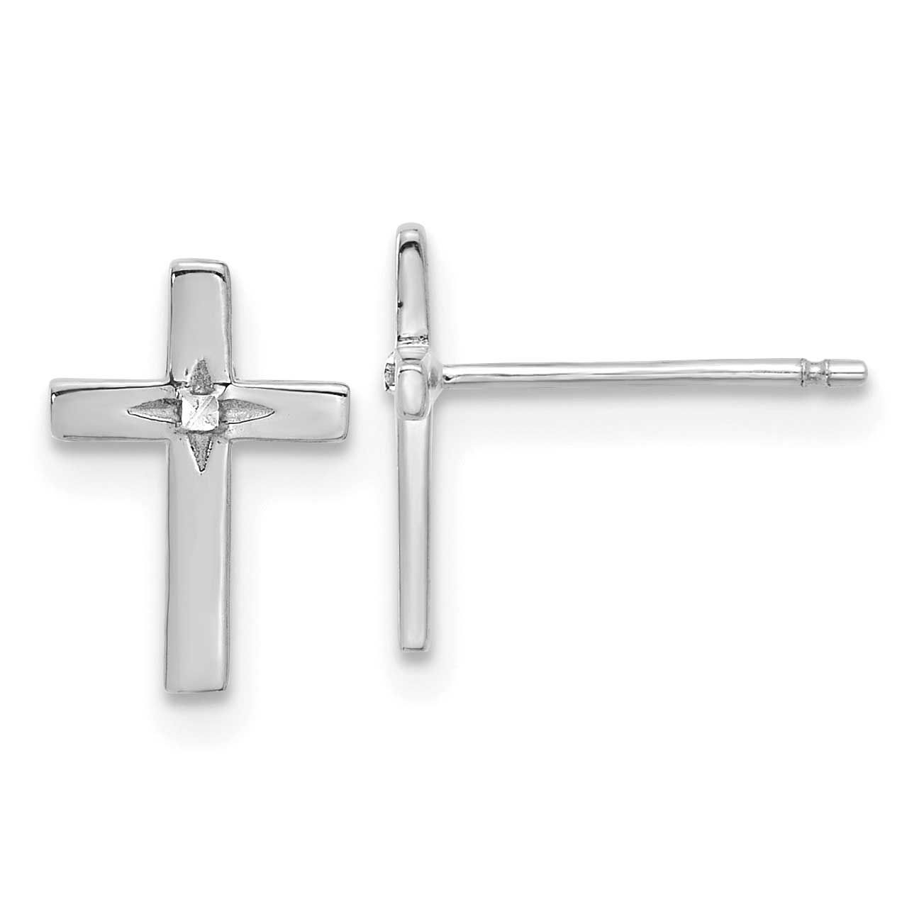 Cross Post Earrings 14k White Gold, MPN: TF2375W, UPC: