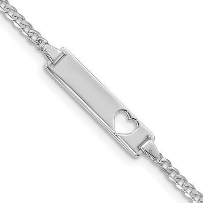 Cut-Out Heart Curb Link ID Bracelet 14k White Gold, MPN: LID10W-7, UPC: 883957149127
