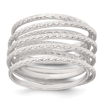 Wrapped Spring Stacked Flexible Ring Sterling Silver Textured, MPN: QR7715, UPC: