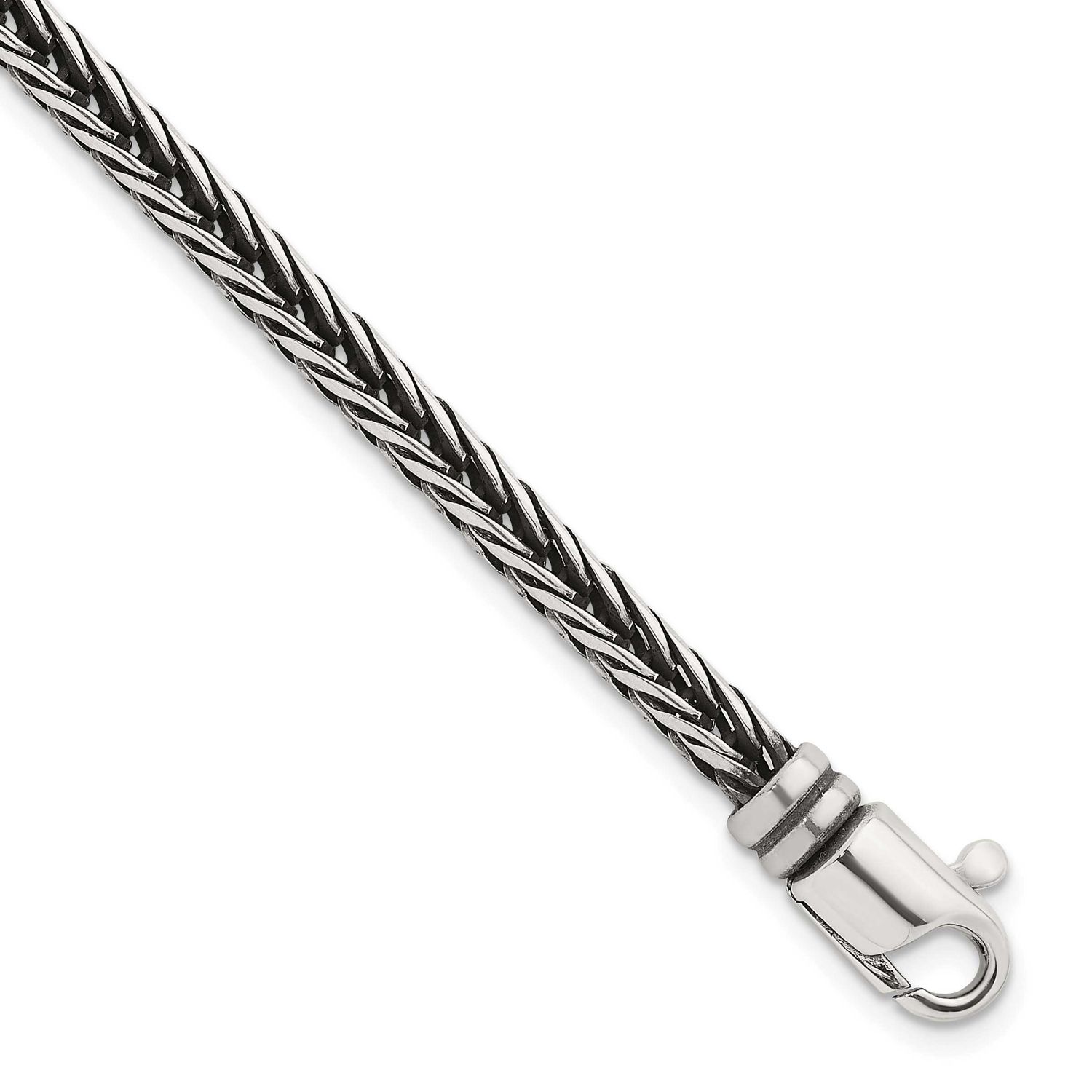 Polished Franco Chain 4.25mm Bracelet 8 Inch Sterling Silver Antiqued, MPN: QG6776-8, UPC: