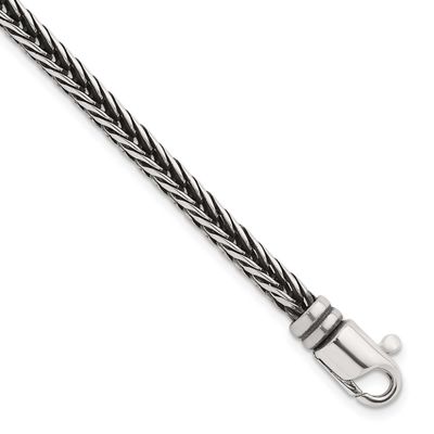 Polished Franco Chain 4.25mm Bracelet 8 Inch Sterling Silver Antiqued, MPN: QG6776-8, UPC: