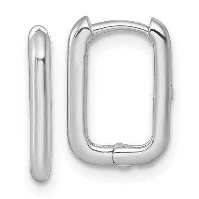 Polished Rectangle Hinged Hoop Earrings 10k White Gold, MPN: 10ER389W, UPC: