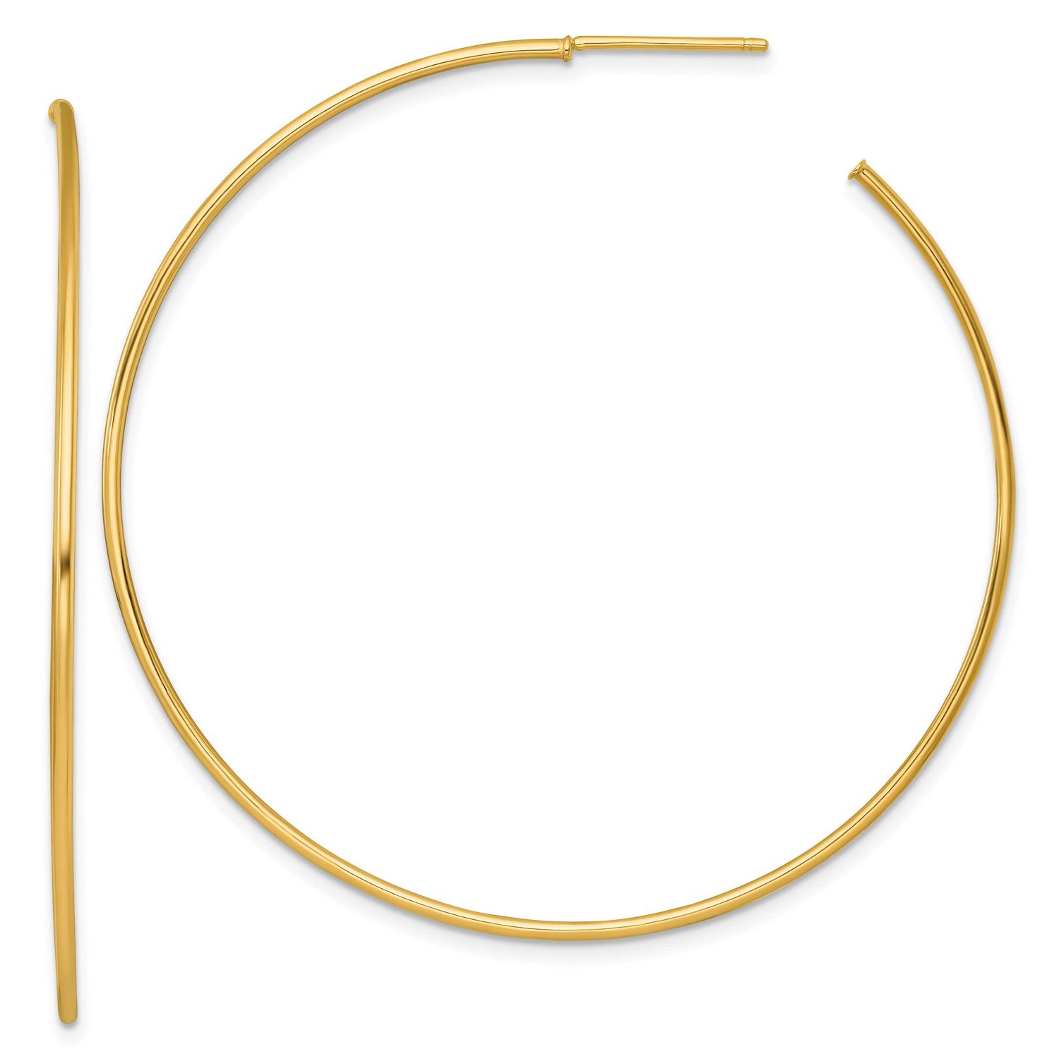 1.2 x 55mm Polished Post Hoop Earrings 14k Gold, MPN: TF2489, UPC: