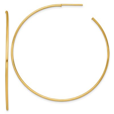 1.2 x 55mm Polished Post Hoop Earrings 14k Gold, MPN: TF2489, UPC: