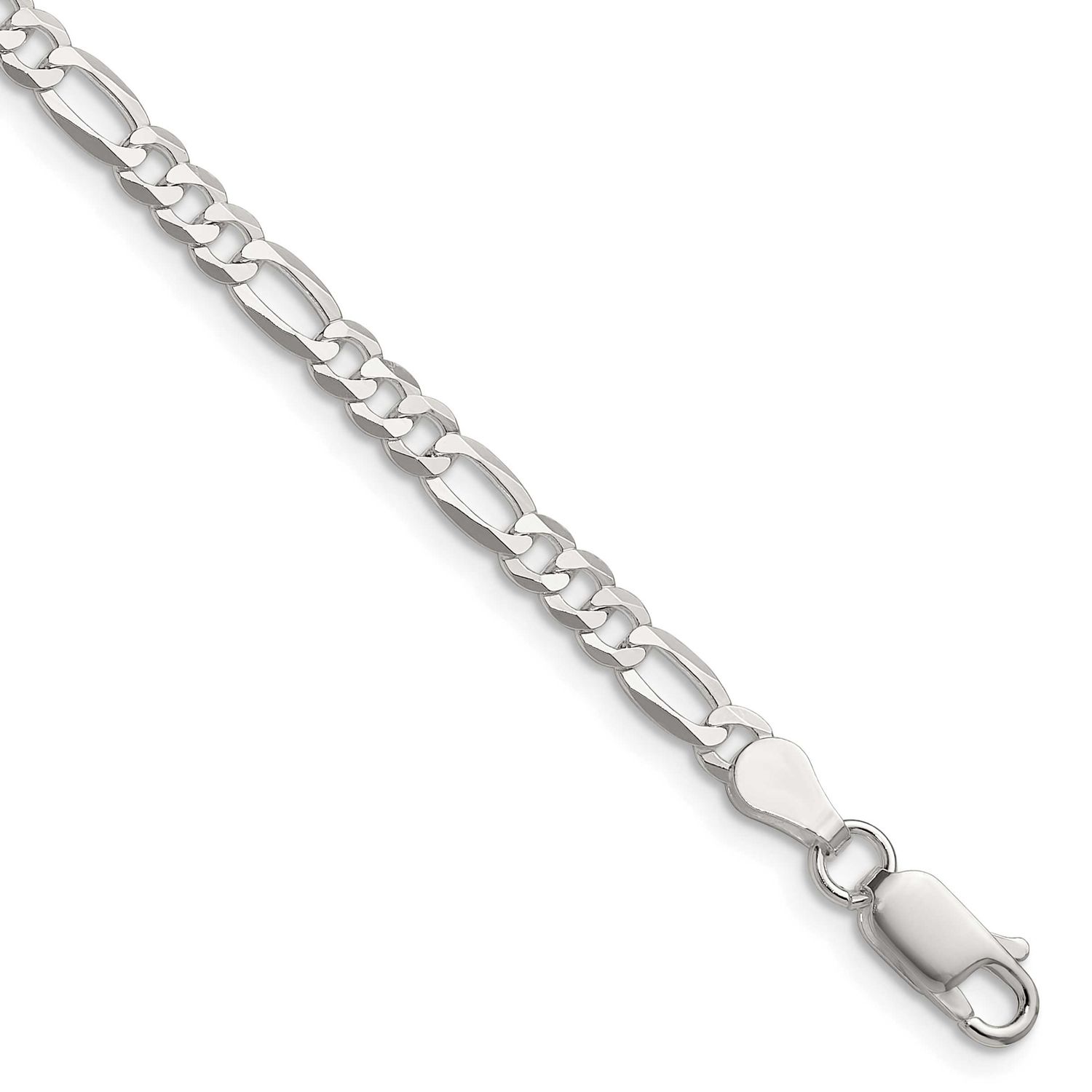 4.0mm Lightweight Flat Figaro Chain 8 Inch Sterling Silver, MPN: QMB100-8, UPC: