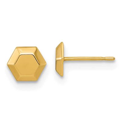 Hexagon Post Earrings 10k Gold Polished, MPN: 10ER400, UPC: