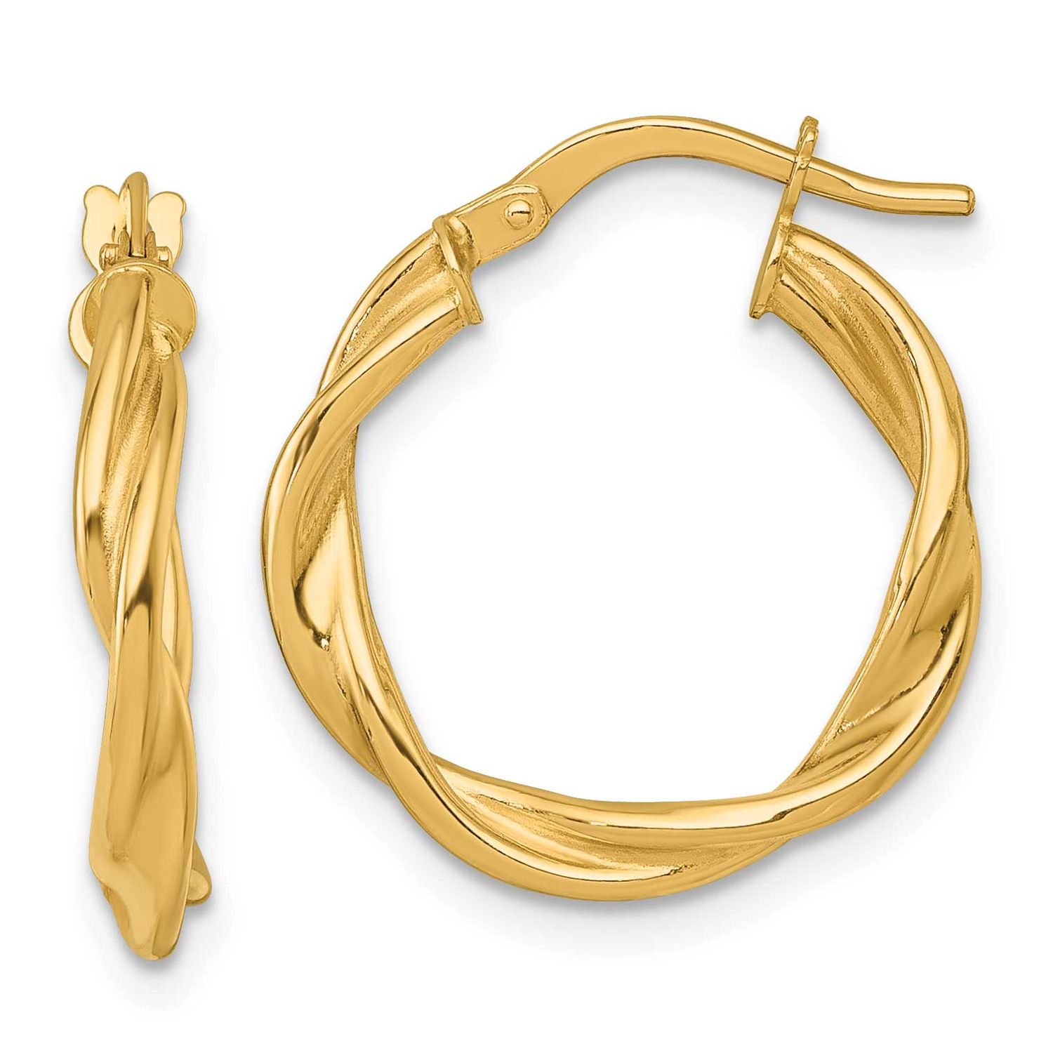 Twist Hoop Earrings 14k Gold Polished, MPN: TF2429, UPC: