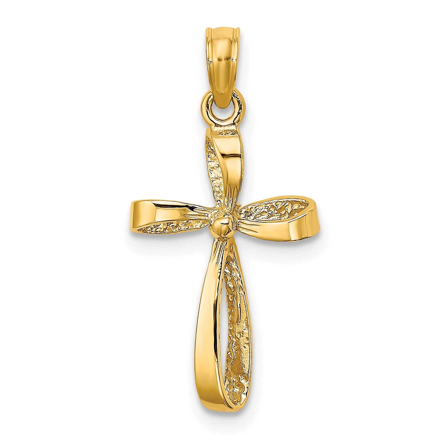 3-D Engraved Polished Twisted Cross Charm 10k Gold, MPN: 10K8353, UPC: 196904226636