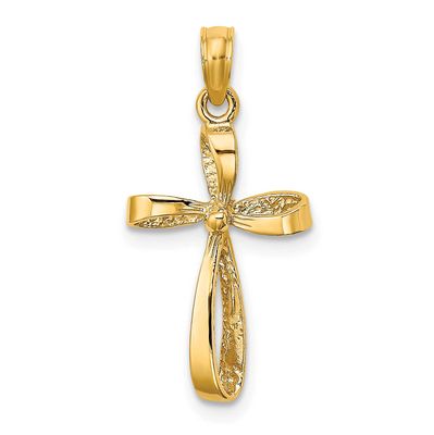 3-D Engraved Polished Twisted Cross Charm 10k Gold, MPN: 10K8353, UPC: 196904226636