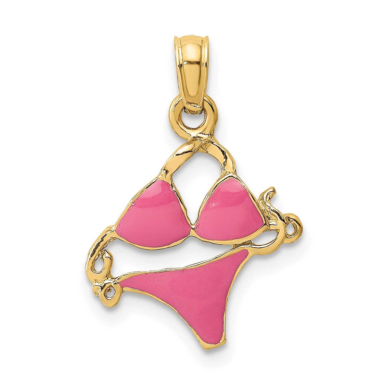 Pink Enameled Bikini Bathing Suit Charm 14k Gold, MPN: K6756, UPC: 637218121694