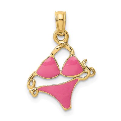 Pink Enameled Bikini Bathing Suit Charm 14k Gold, MPN: K6756, UPC: 637218121694