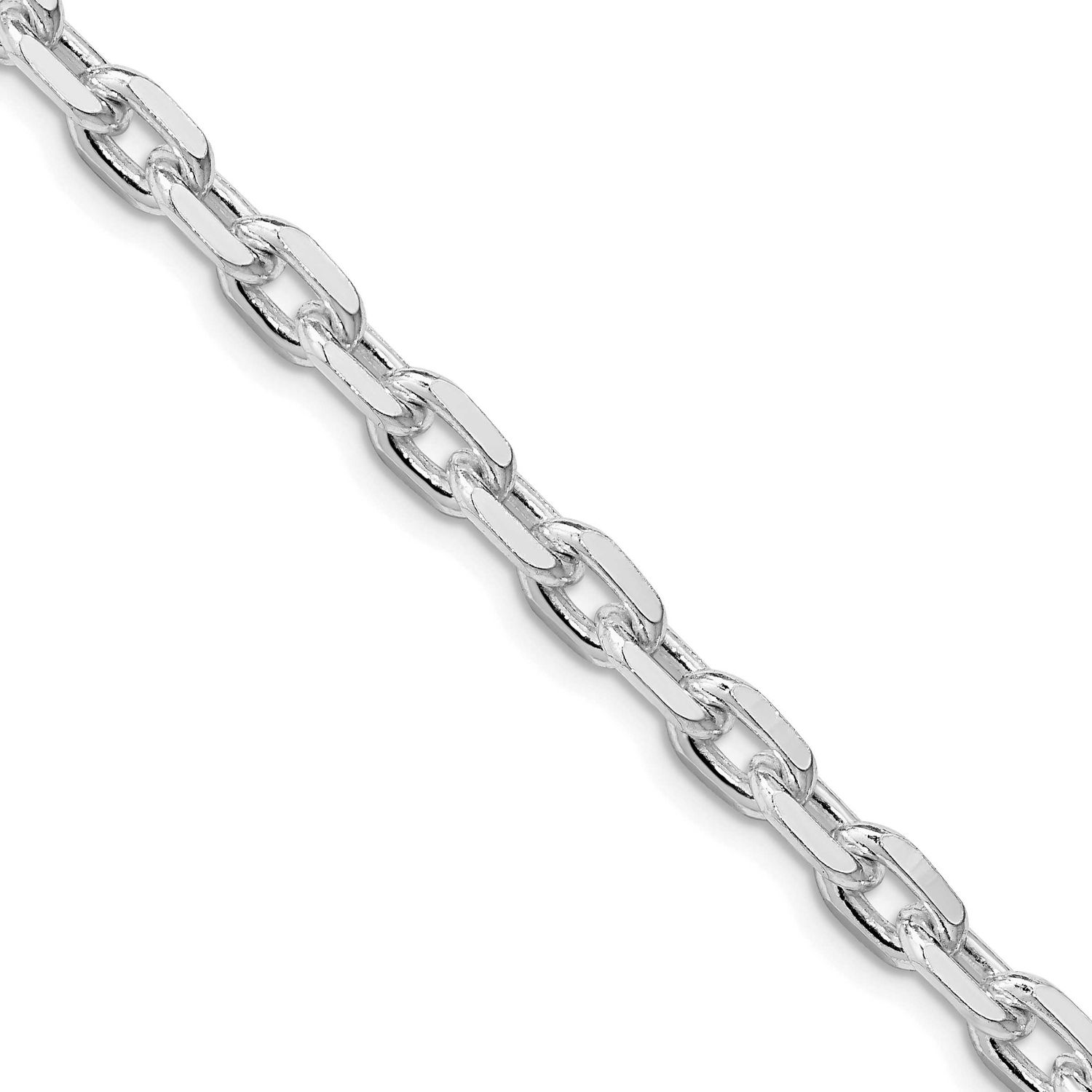 5.4mm Beveled Oval Cable Chain 18 Inch Sterling Silver Rhodium-Plated, MPN: QCA170R-18, UPC: