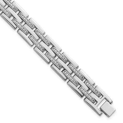 CZ Link 8.75 Inch Men&#39;s Bracelet Sterling Silver Rhodium-Plated Polished, MPN: QG6798-8.75, UPC: