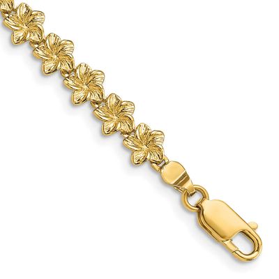 Plumeria Flower Bracelet 14k Gold, MPN: FB1592-7.25, UPC: 637218058112