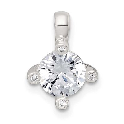 4 Prong CZ Chain Slide Pendant 13.7 Inch Sterling Silver Polished, MPN: QG7175P, UPC: