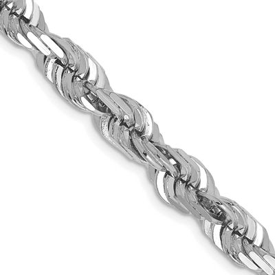 6.5mm Diamond-cut Rope with Fancy Lobster Clasp Chain 26 Inch 14k White Gold, MPN: 045W-26, UPC: