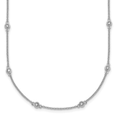 Diamond Station Cable Necklace 14k White Gold, MPN: PM1010-031-WA-18, UPC: