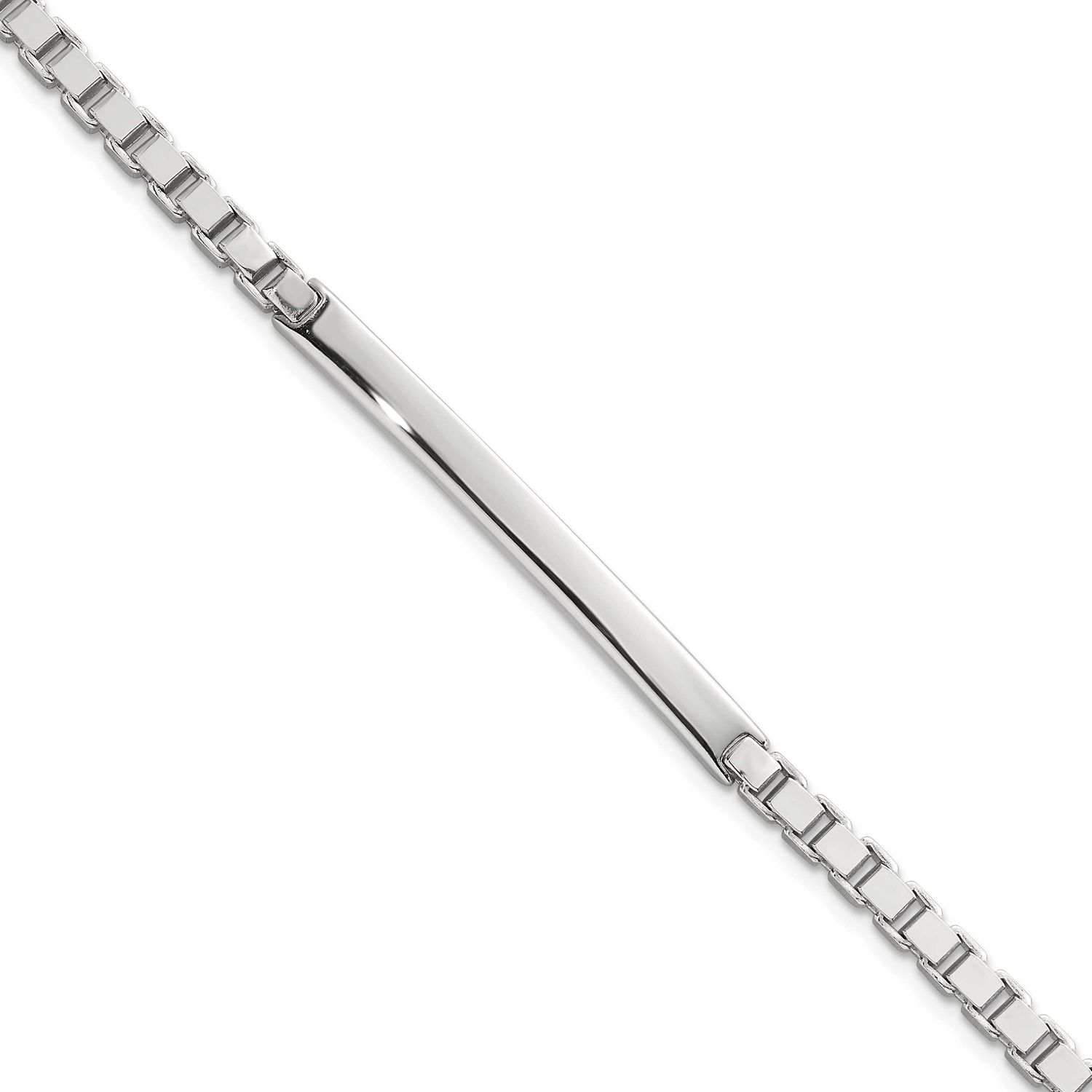 3.7mm Box Chain 8 Inch ID Bar Mens Bracelet 8 Inch Sterling Silver Polished, MPN: QID258-8, UPC: