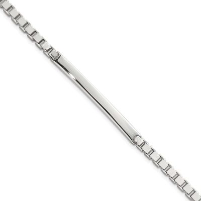 3.7mm Box Chain 8 Inch ID Bar Mens Bracelet 8 Inch Sterling Silver Polished, MPN: QID258-8, UPC: